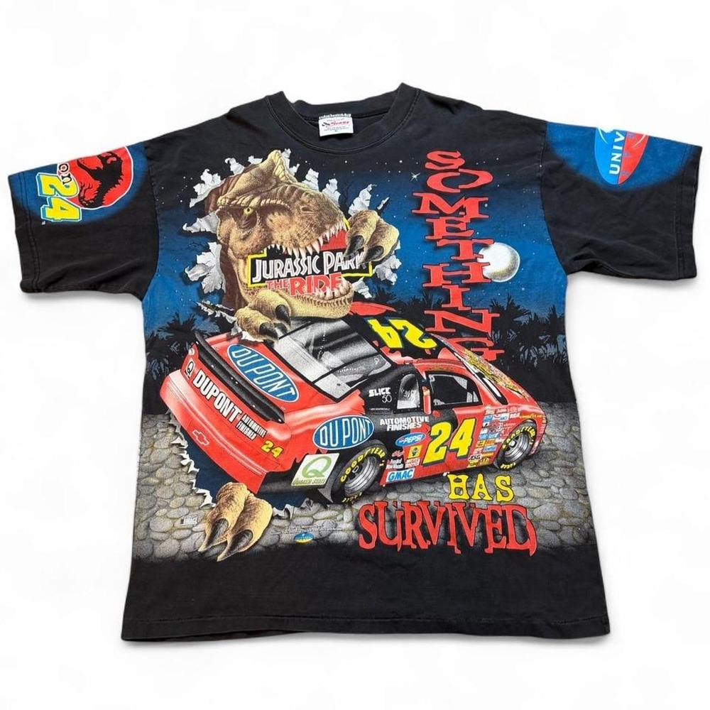 Vintage NASCAR Jeff Gordon Jurassic Park All Over Print Racing AOP Tee Shirt XL
